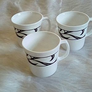 Corelle Black Lyric D handle mugs, 3 mugs